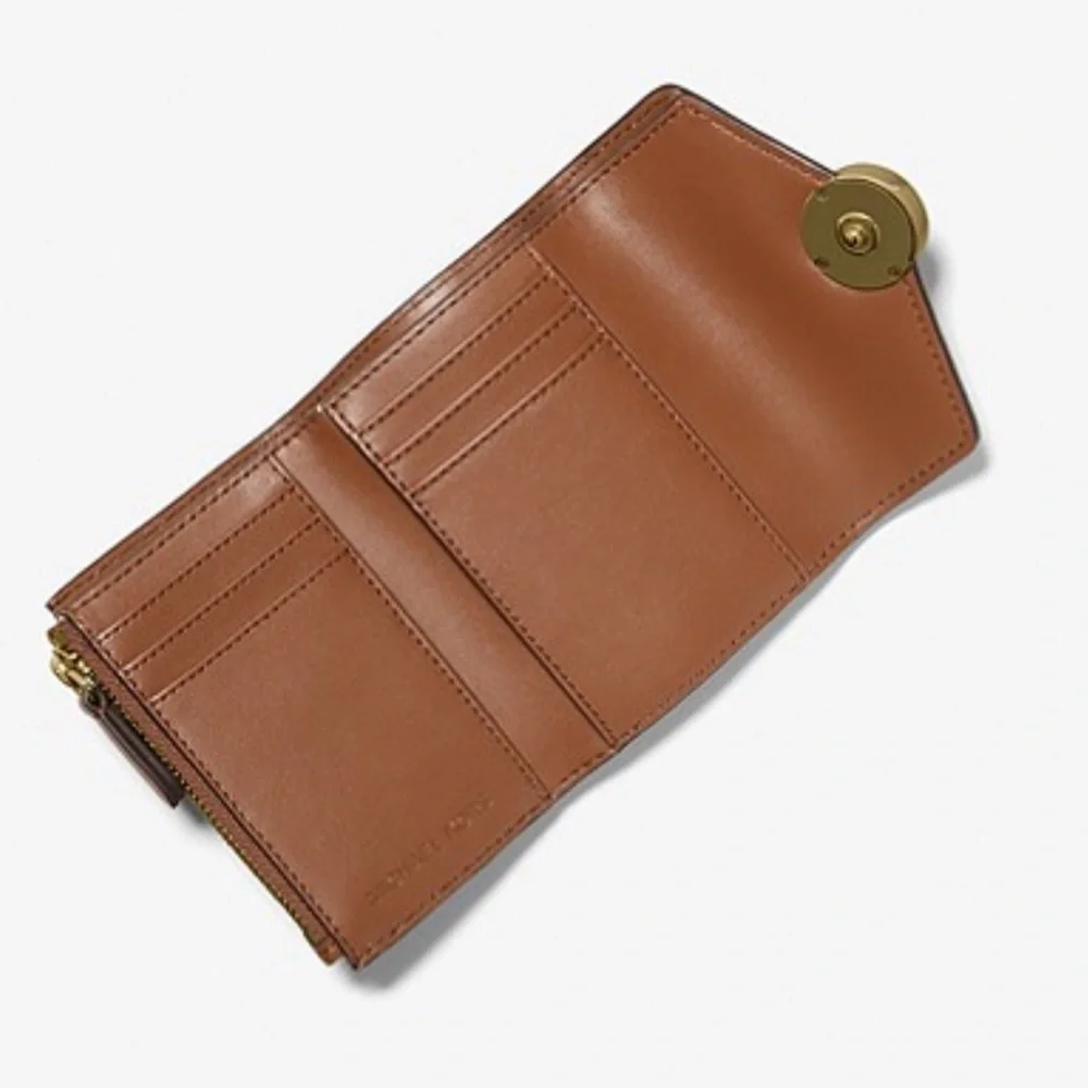MICHAEL KORS CARMEN MEDIUM LOGO AND FAUX LEATHER WALLET BROWN - Picture 3 of 16